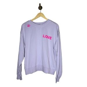 Wildfox Dogs Love Me Sweatshirt Lavender Pink Graphic Dog Lover S
